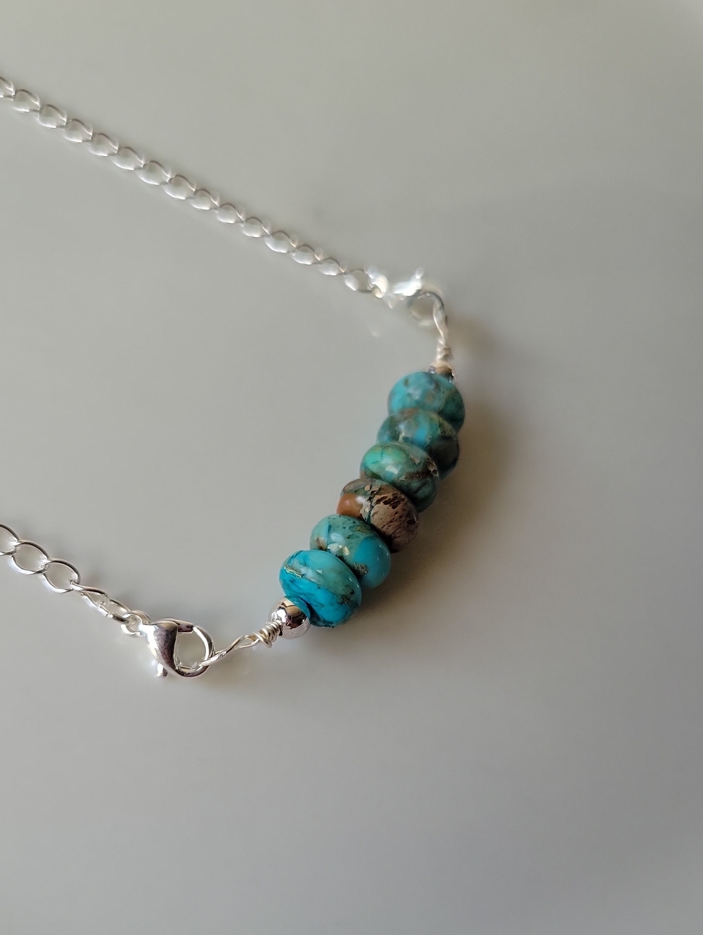 Serpentine Jasper Necklace Silver Stainless Steel Chain